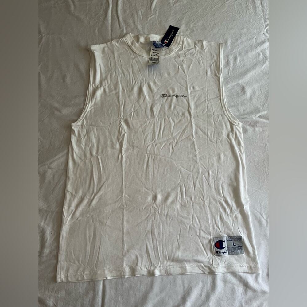 NWT VTG 90s Champion Tank Top White Sleeveless Muscle Mens Sz Large